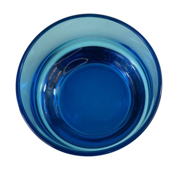Mid-Century Bright Blue/Turquoise Weighted Bottom Lowball Cocktail Glass - Picture 3 of 9